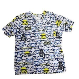 Star Wars Size Medium Blue & White Cotton Stormtroopers‎ Scrub Top